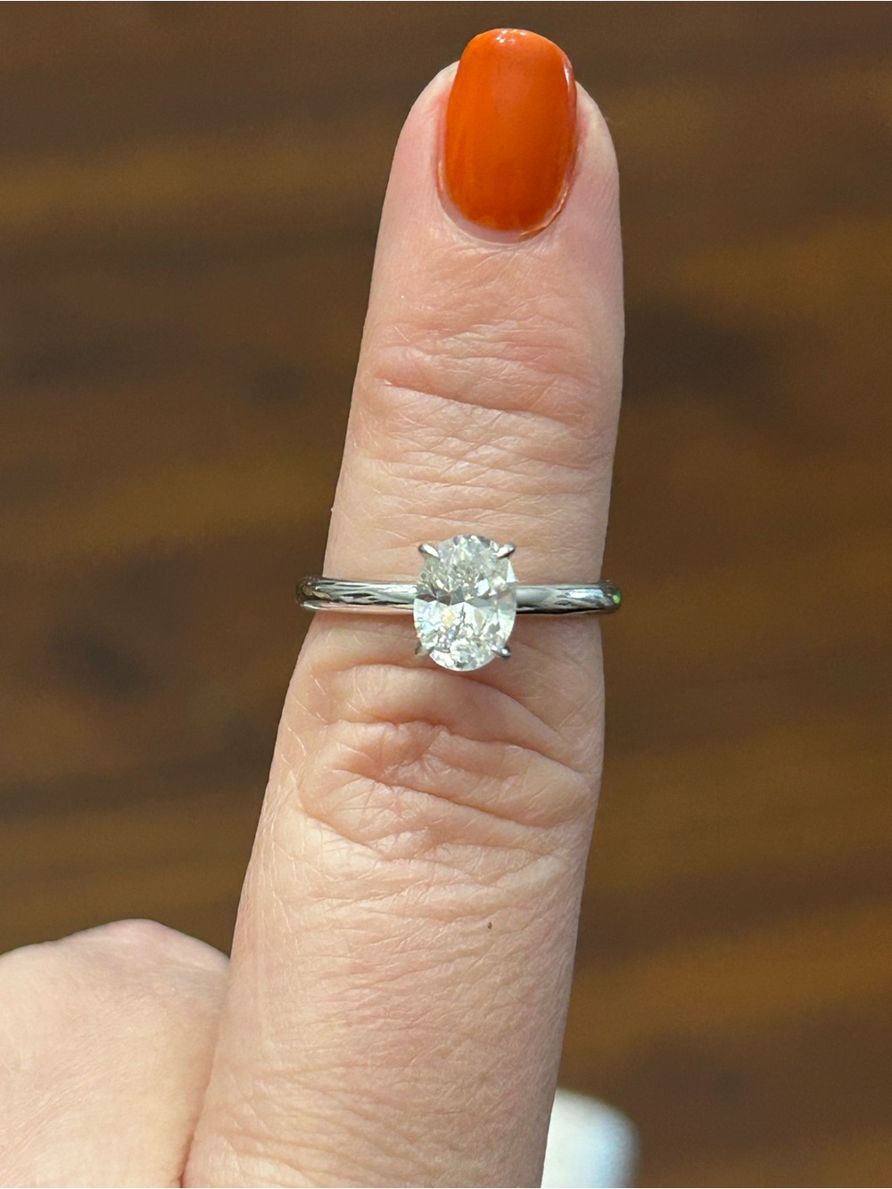 Oval Solitaire Engagement Ring in Silver with Clear Center Stone sz 7